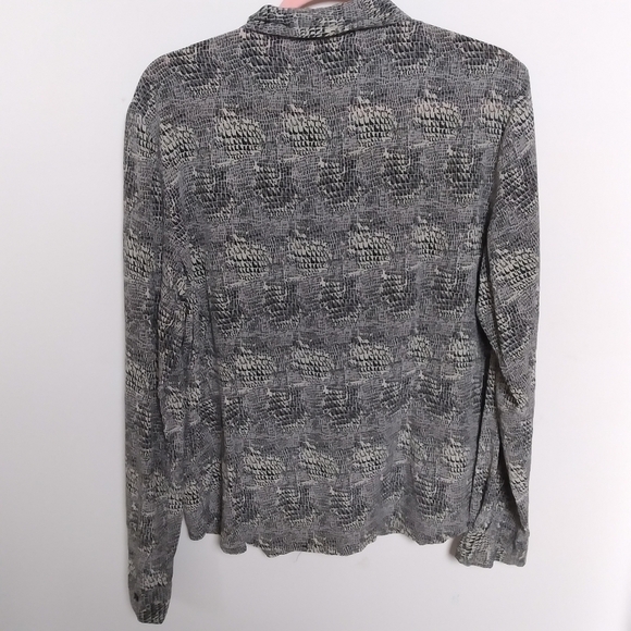 Vintage Kara Snake Print 100% Silk Button Front Shirt Size Large - Picture 2 of 9